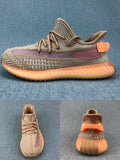 Beige and Orange Yeezy 350 V2 Kids Sneakers - product image from the listing.