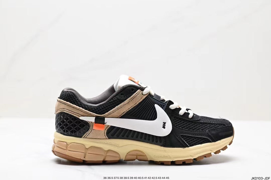 Nike Air Zoom Vomero 5 Running Shoes in Black and Beige - product image from the listing.