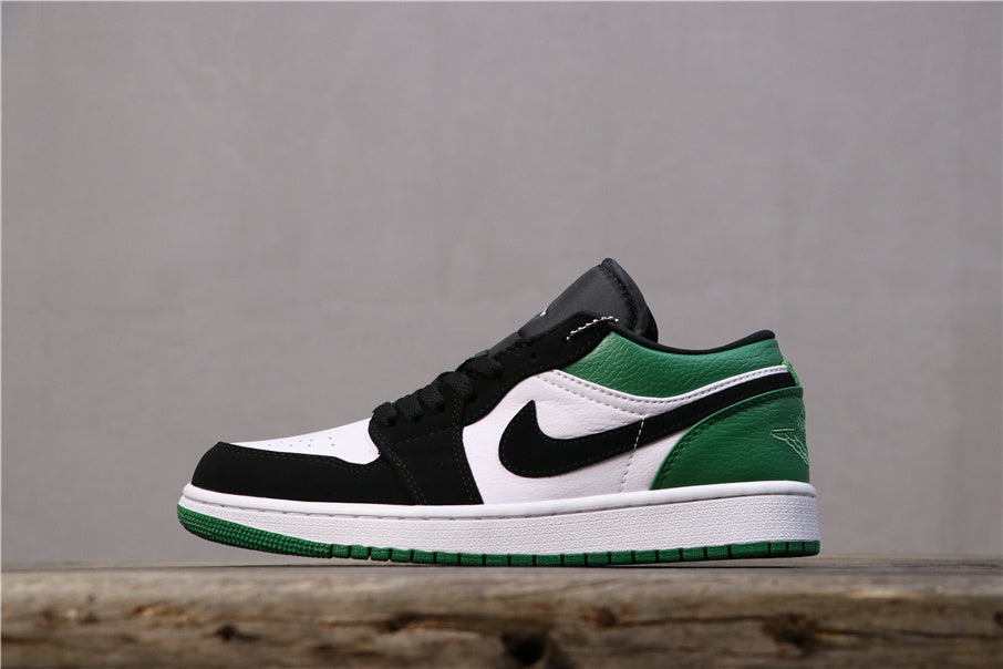 Air Jordan 1 Low Sneakers in Black Green White 553558-113 - product image from the listing.