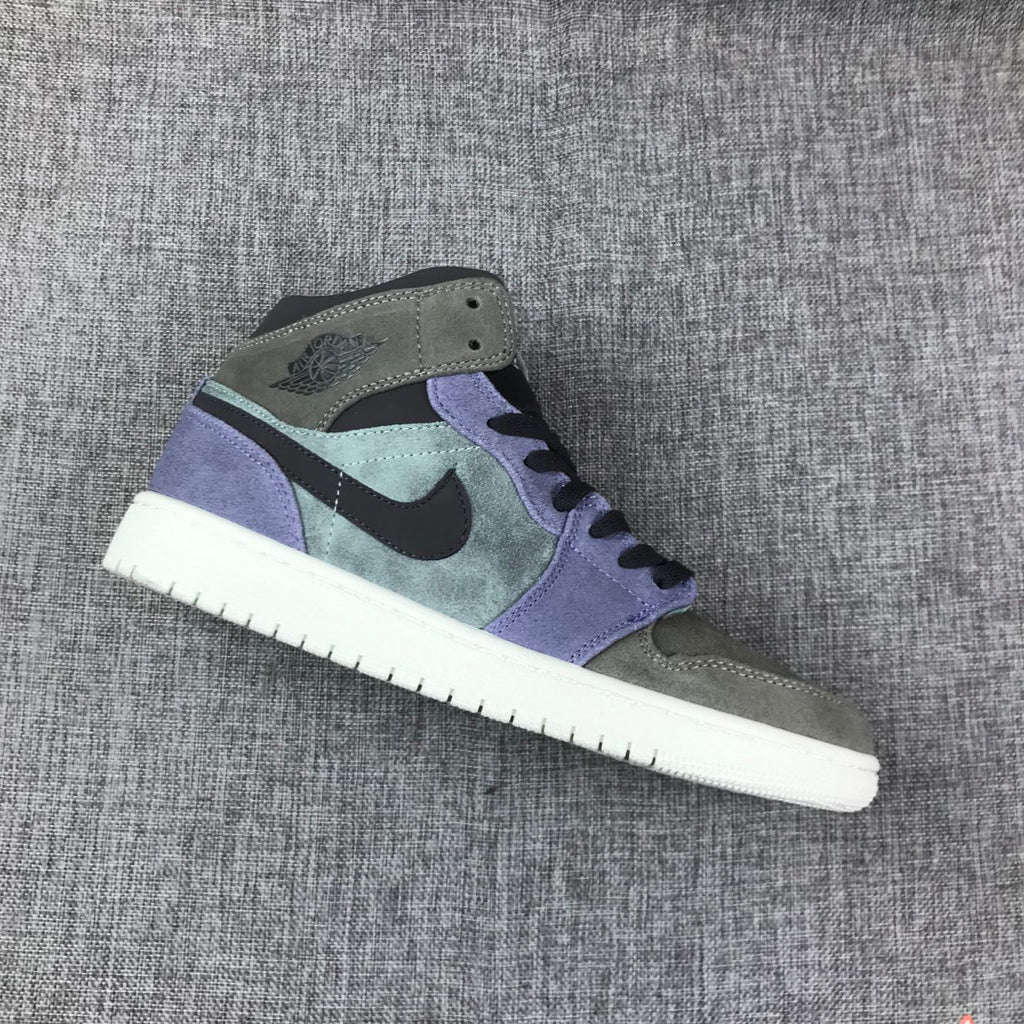 Jordan 1 Mid SE Sneakers in Grey Purple 852842-203 - product image from the listing.