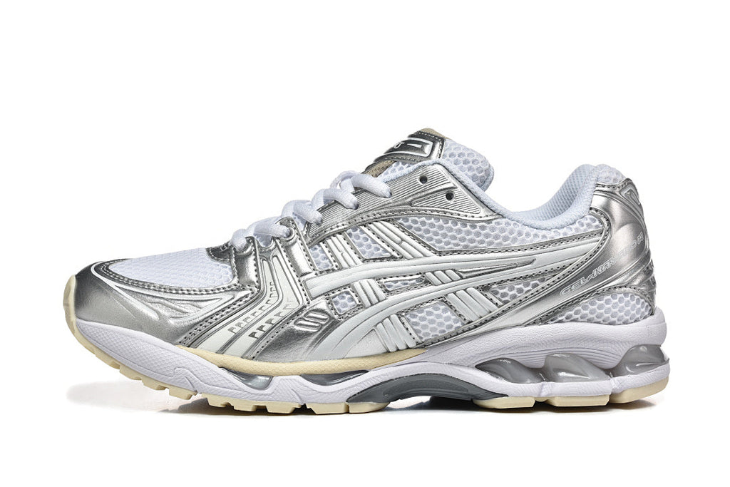 White and Silver ASICS Gel-Kayano 14 Sneakers - product image from the listing.