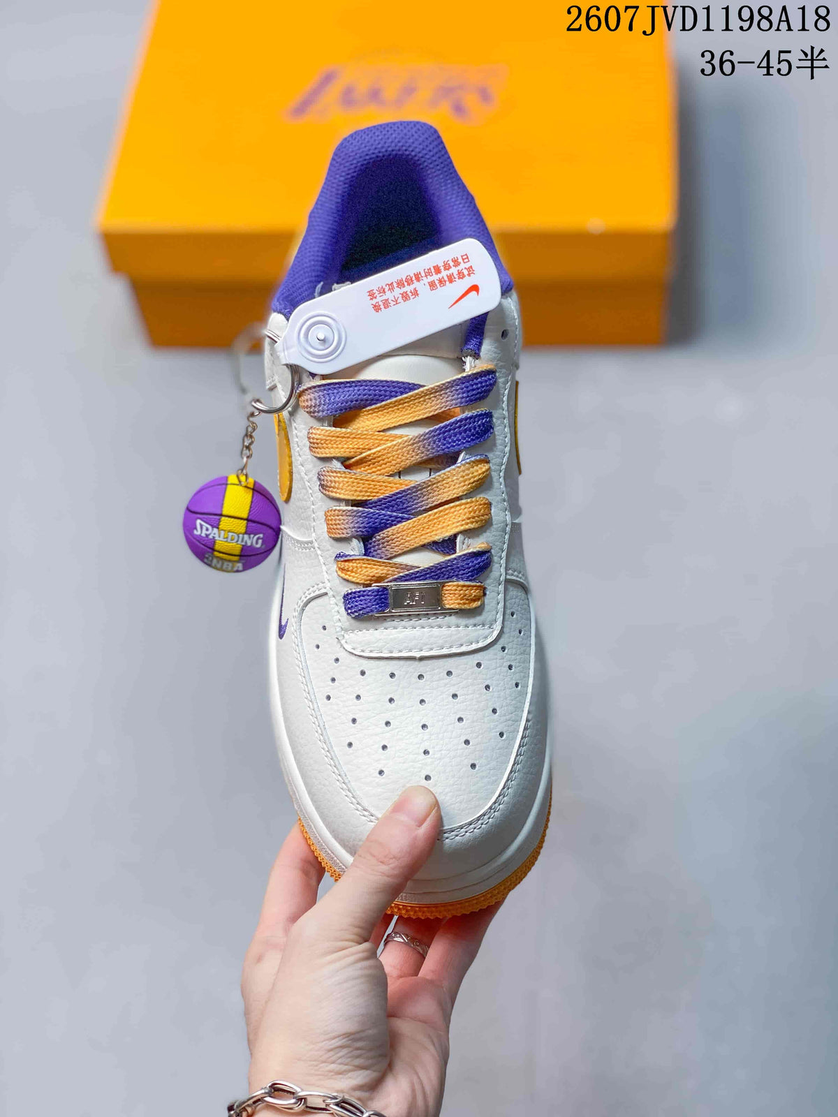 Nike Air Force 1 '07 Low Sneakers in White Purple Gold - product image from the listing.