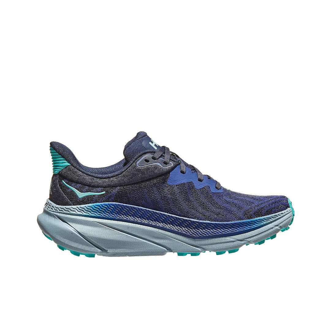 HOKA Challenger 7 Trail Running Shoes, in Navy and Teal - product image from the listing.