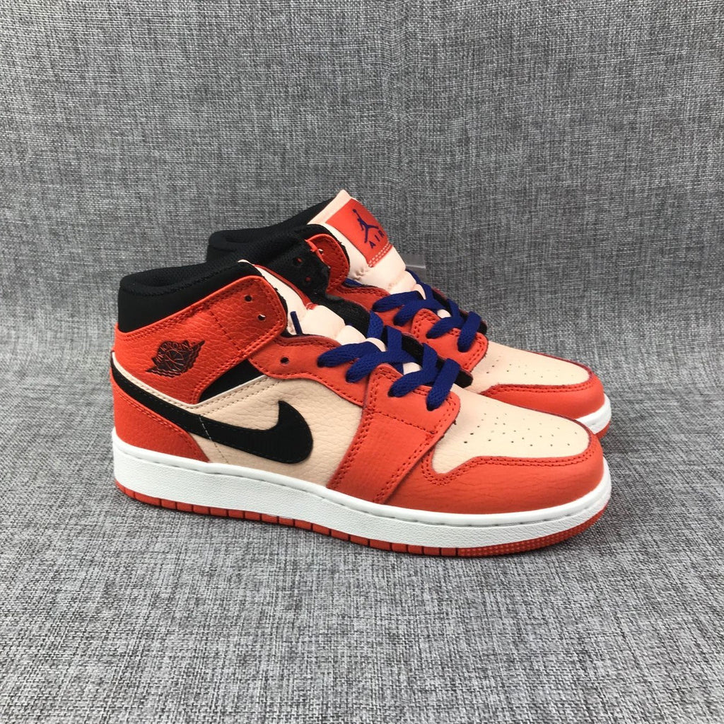 Air Jordan 1 Mid GS Sneakers in Pink and Orange - product image from the listing.