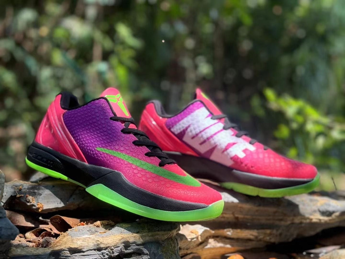 Nike Kobe 6 Basketball Shoes in Pink, in Purple and Volt Green - product image from the listing.