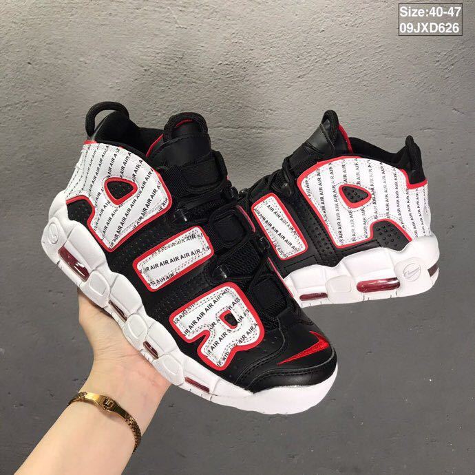Nike Air More Uptempo Sneakers in Black Red White - product image from the listing.