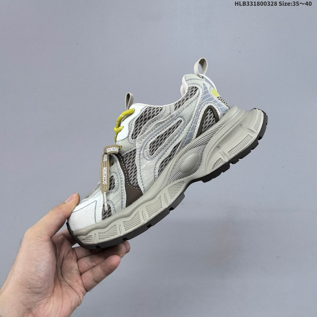 Women's GGCC G26U8612 Retro Chunky Sneakers, Gray and Yellow - product image from the listing.