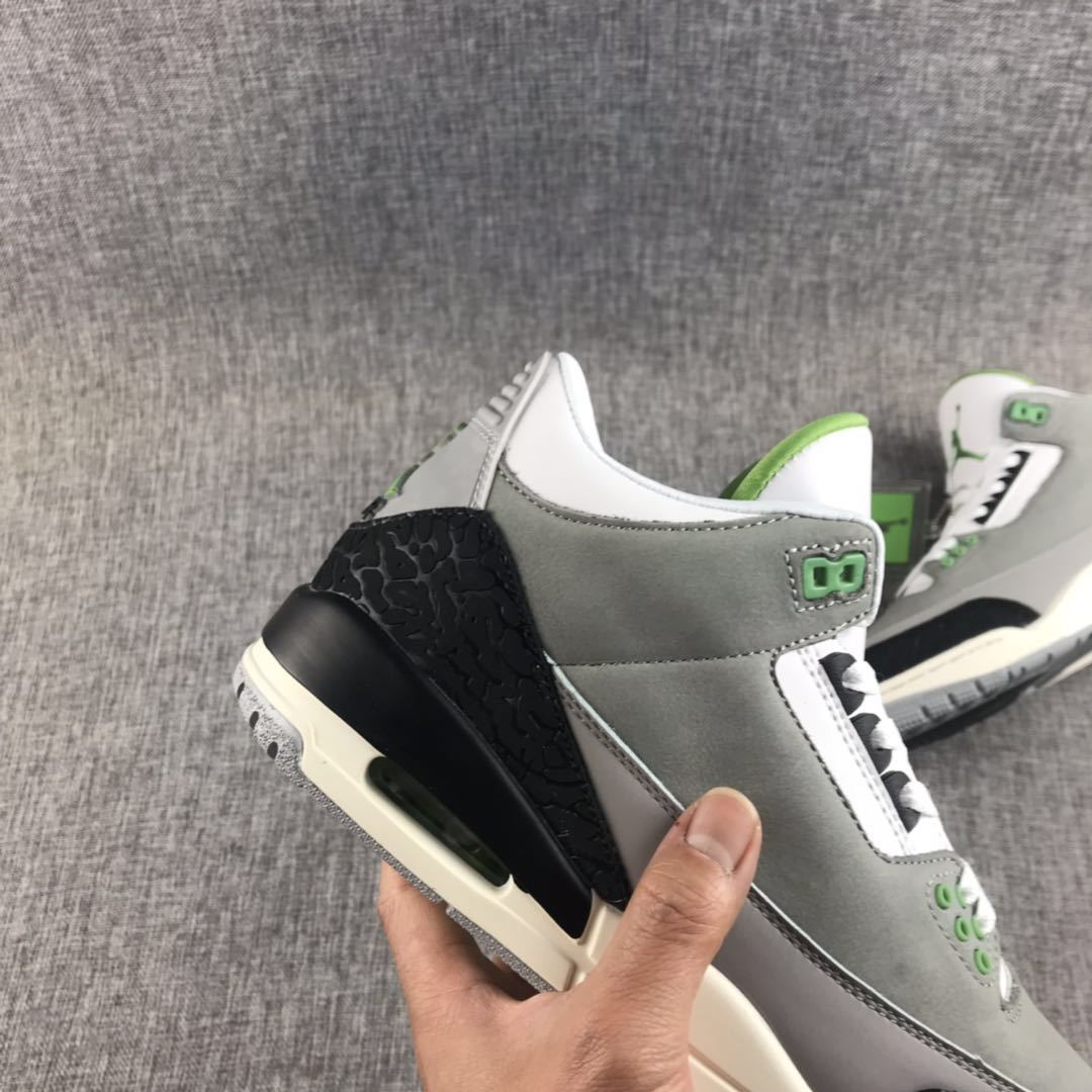 Air Jordan 3 Grey Green Sneakers 136064-006 - product image from the listing.