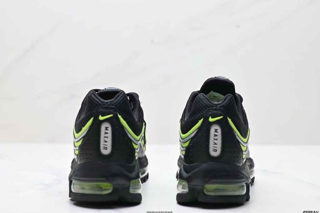 Nike Air Max 720 Sneakers in Black and Volt Green - product image from the listing.