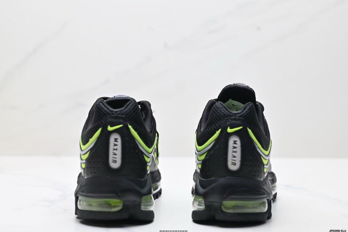 Nike Air Max 720 Sneakers in Black and Volt Green - product image from the listing.