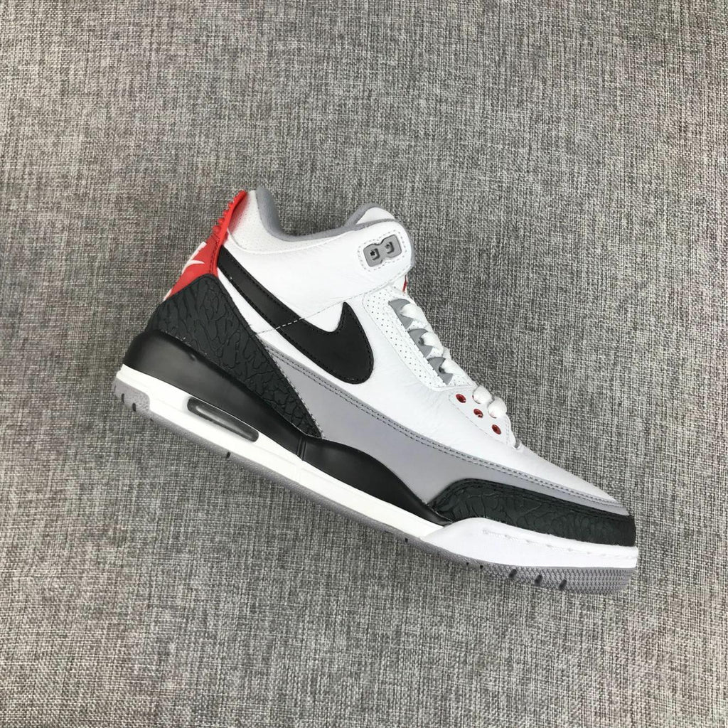 Air Jordan 3 White Grey Black Red Sneakers - product image from the listing.