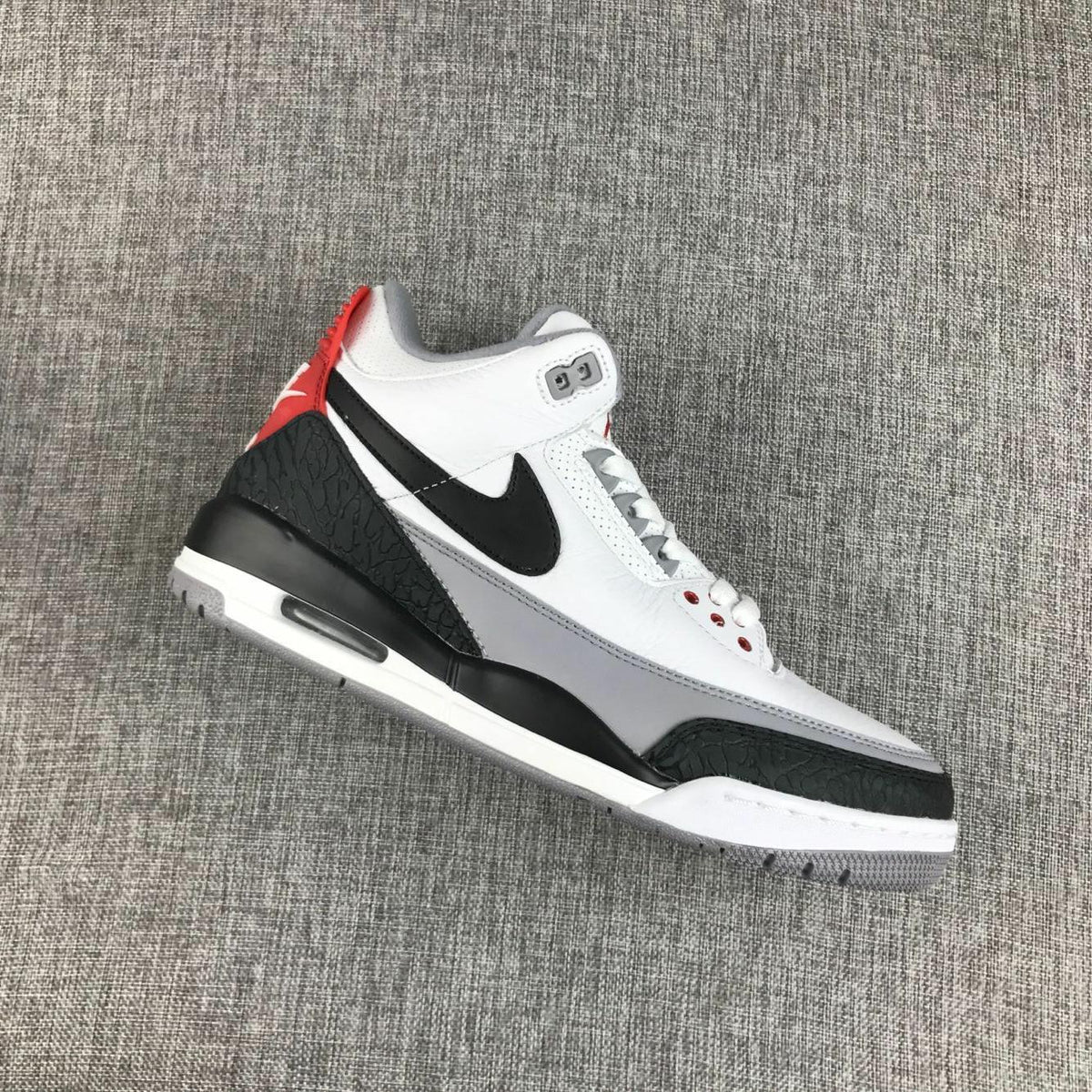 Air Jordan 3 White Grey Black Red Sneakers - product image from the listing.