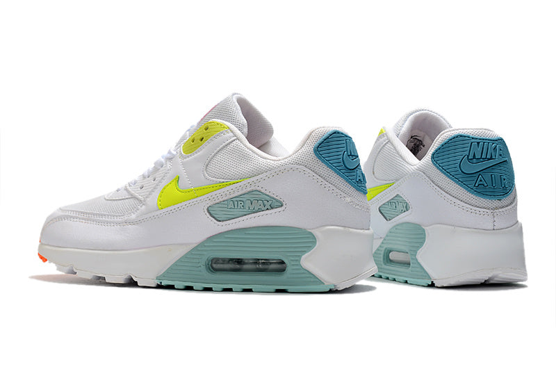 Nike Air Max 90 White, Volt, Sneakers in Teal and Orange - product image from the listing.