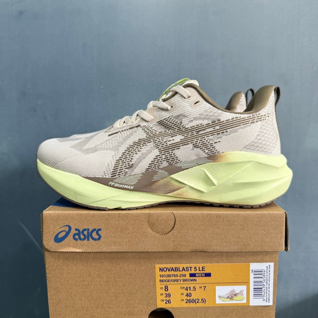ASICS NOVABLAST 5 LE Running Shoes in Beige Grey Brown - product image from the listing.