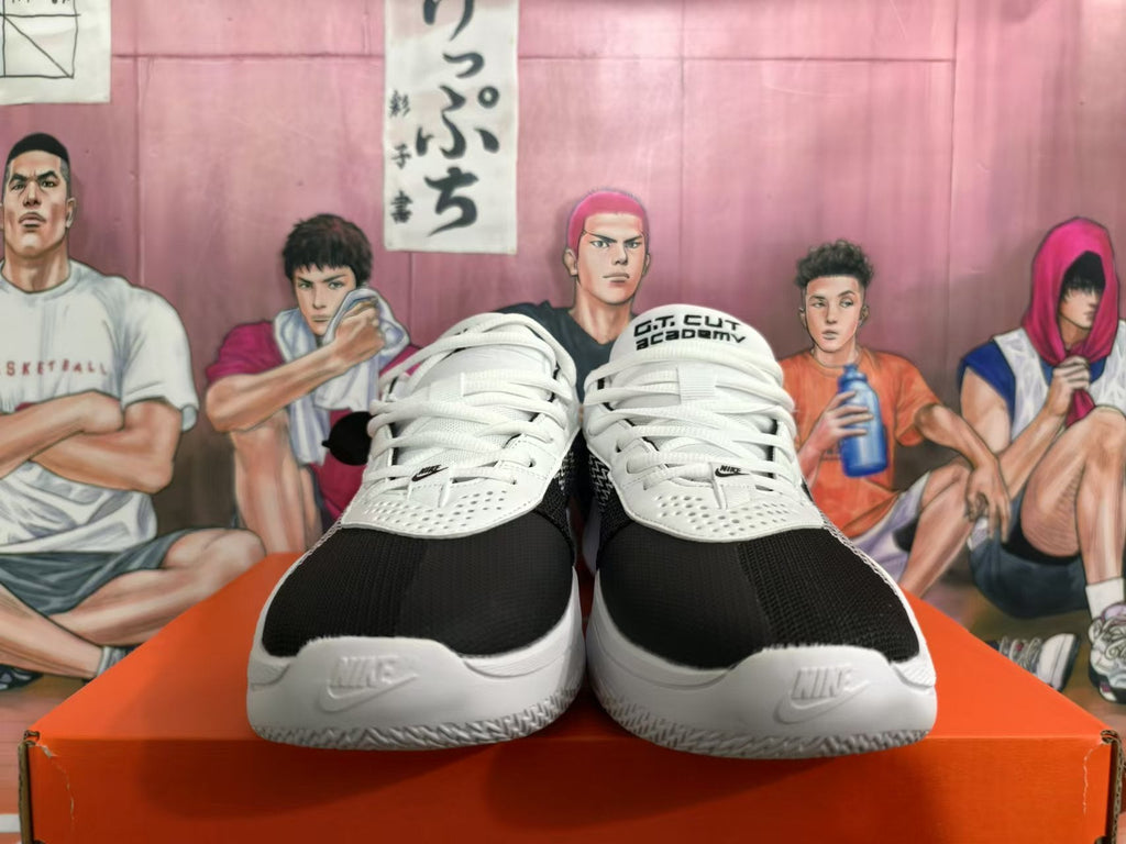 Nike GT Cut Academy Basketball Shoes, in Black and White - product image from the listing.