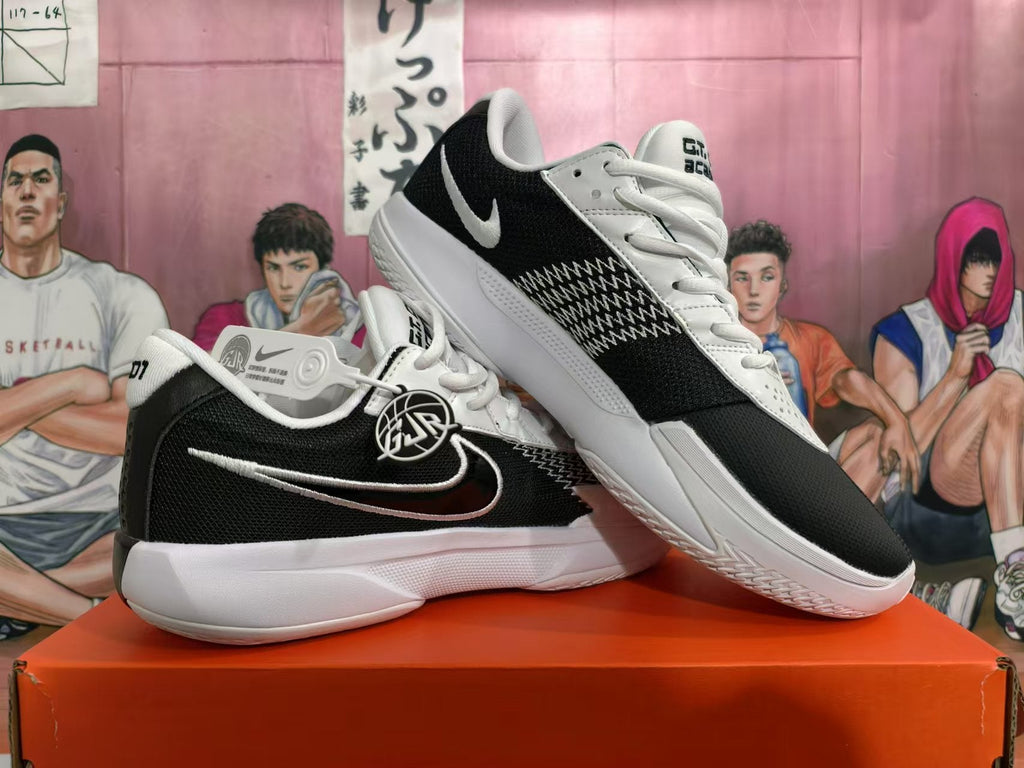 Nike GT Cut Academy Basketball Shoes, in Black and White - product image from the listing.