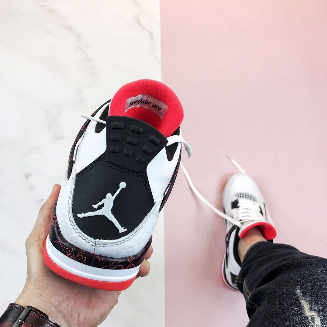 Air Jordan 4 Pale Citron Sneakers White Black Red - product image from the listing.