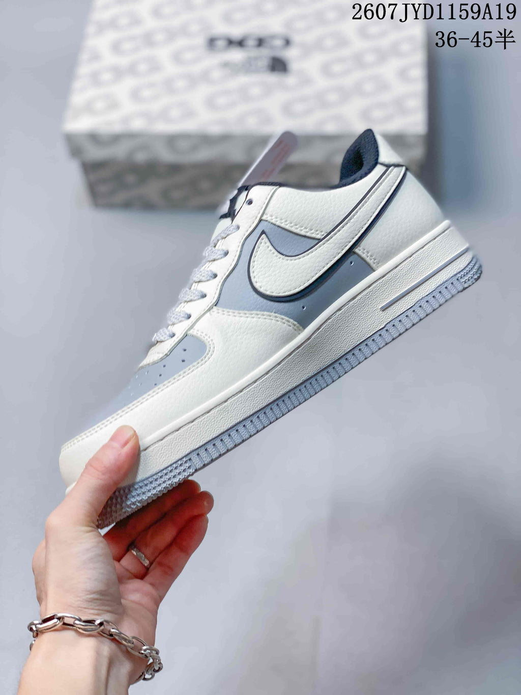 Nike Air Force 1 '07 Low Sneakers in White Gray 2607JYD1159A19 - product image from the listing.