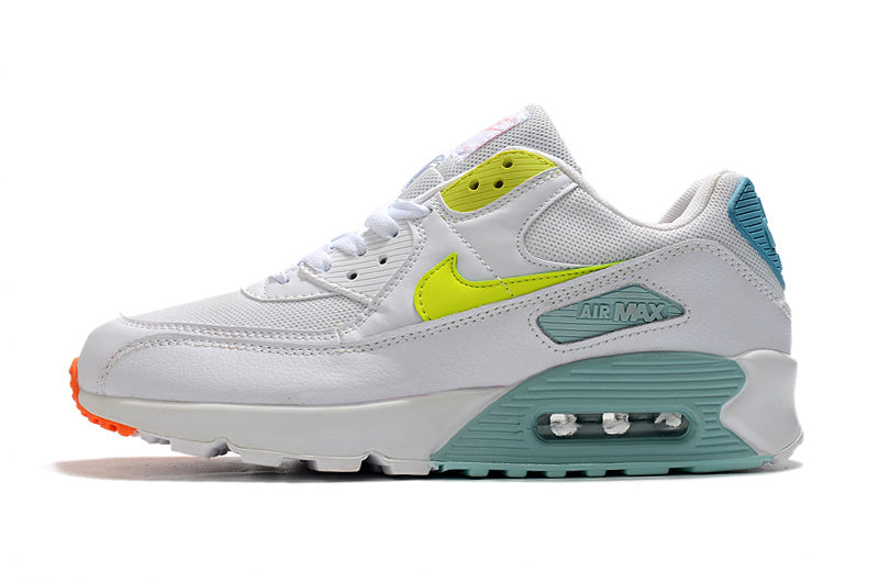 Nike Air Max 90 White, Volt, Sneakers in Teal and Orange - product image from the listing.