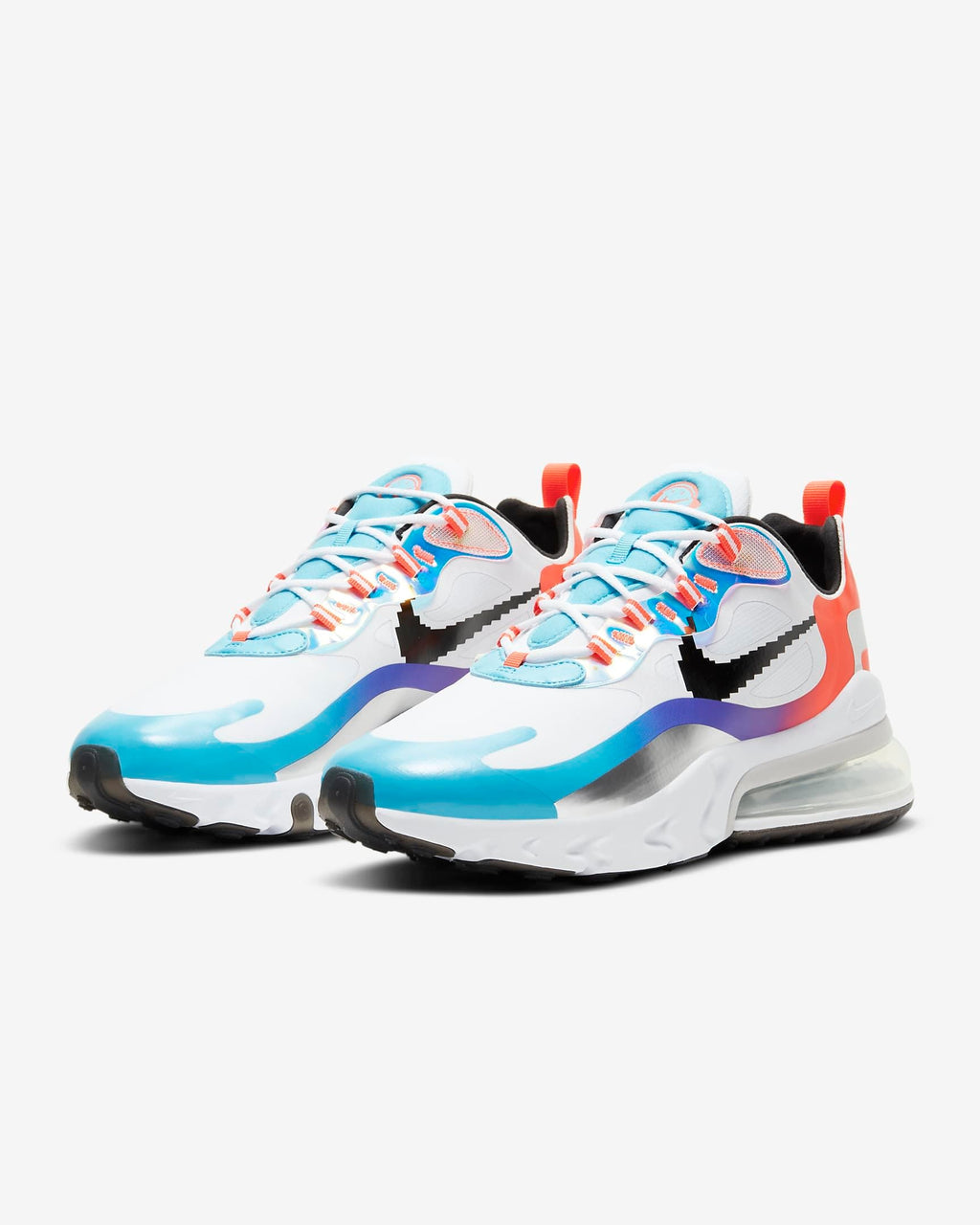 Nike Air Max 270 React Sneakers in White Blue Orange DC0833-101 - product image from the listing.