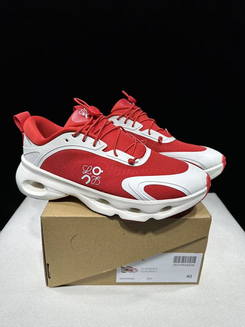 On x Loewe Cloudventure 3.0 Sneakers in Red and White - product image from the listing.