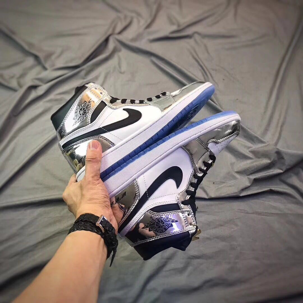 Air Jordan 1 Pass The Torch High-Top Sneakers Silver White - product image from the listing.