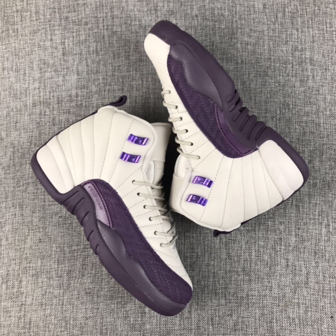 Air Jordan 12 White Purple Sneakers 510815-001 - product image from the listing.
