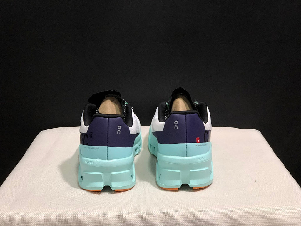 White and Aqua On Cloudmonster Running Shoes - product image from the listing.