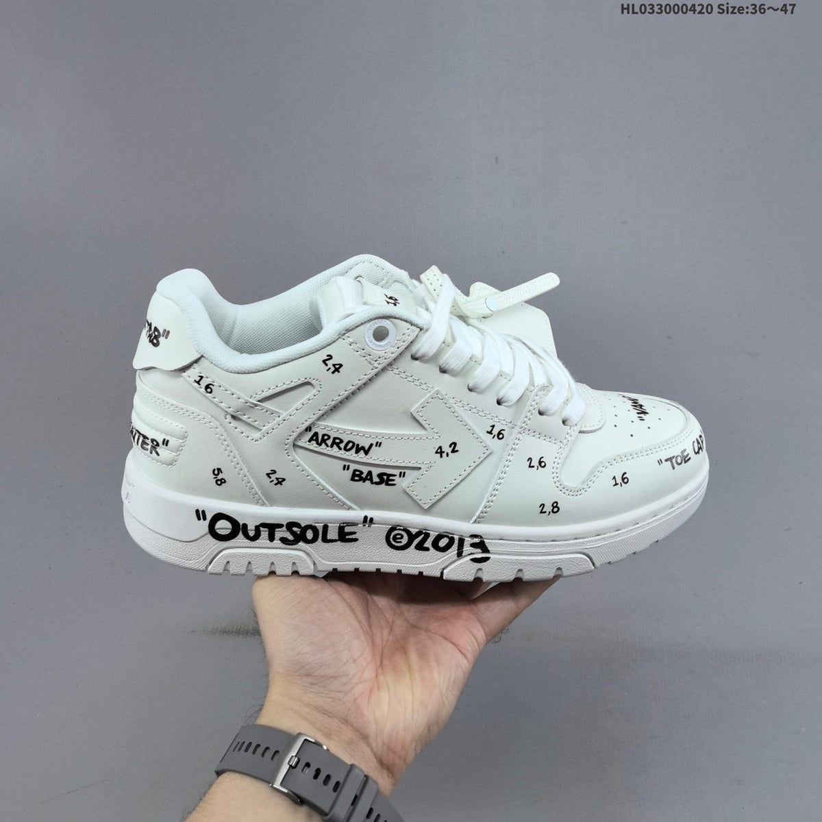 Off-White Low-Cut Sneakers in White with Arrows Detail - product image from the listing.