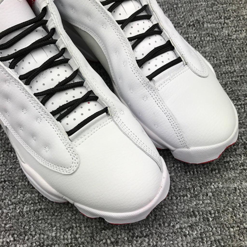 Air Jordan 13 High-Top Sneakers in White and Red - product image from the listing.