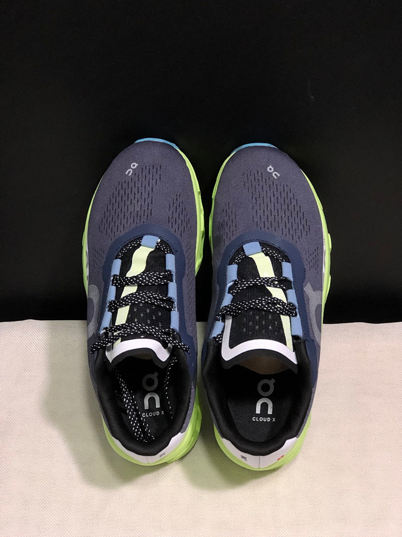 Navy and Lime On Cloudmonster Running Shoes - product image from the listing.