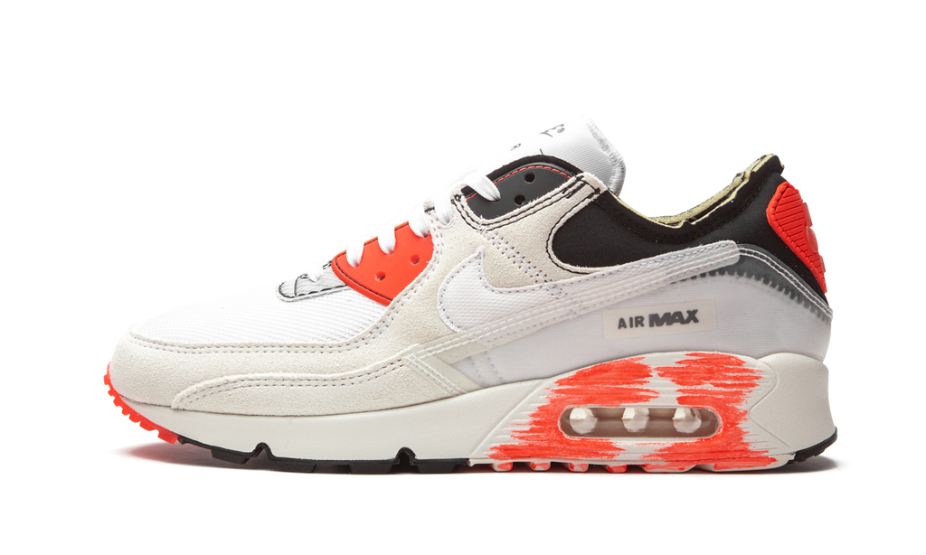 "Archetype - Bright Crimson" Air Max 90 DC7856 100 - product image from the listing.