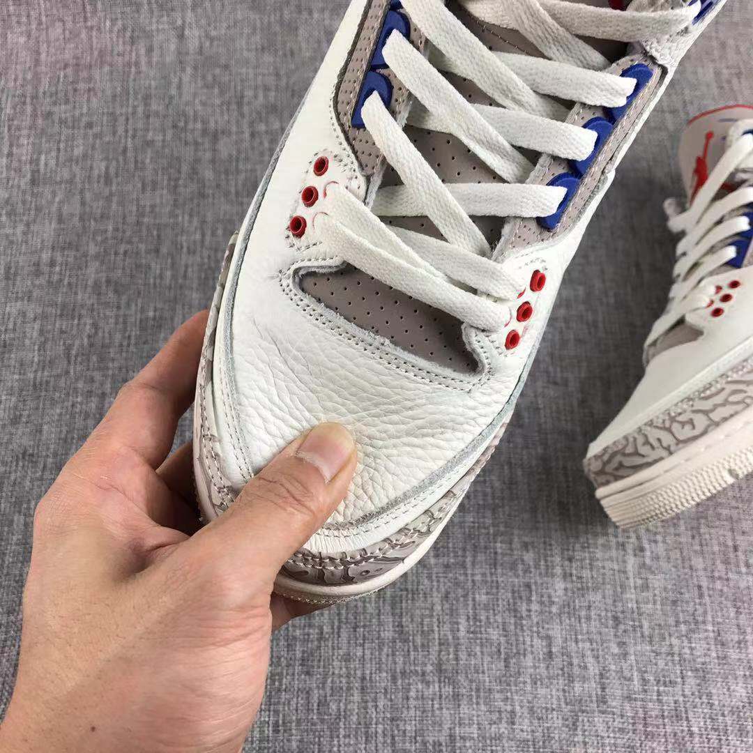 Air Jordan 3 Independence Day Basketball Sneakers in White - product image from the listing.