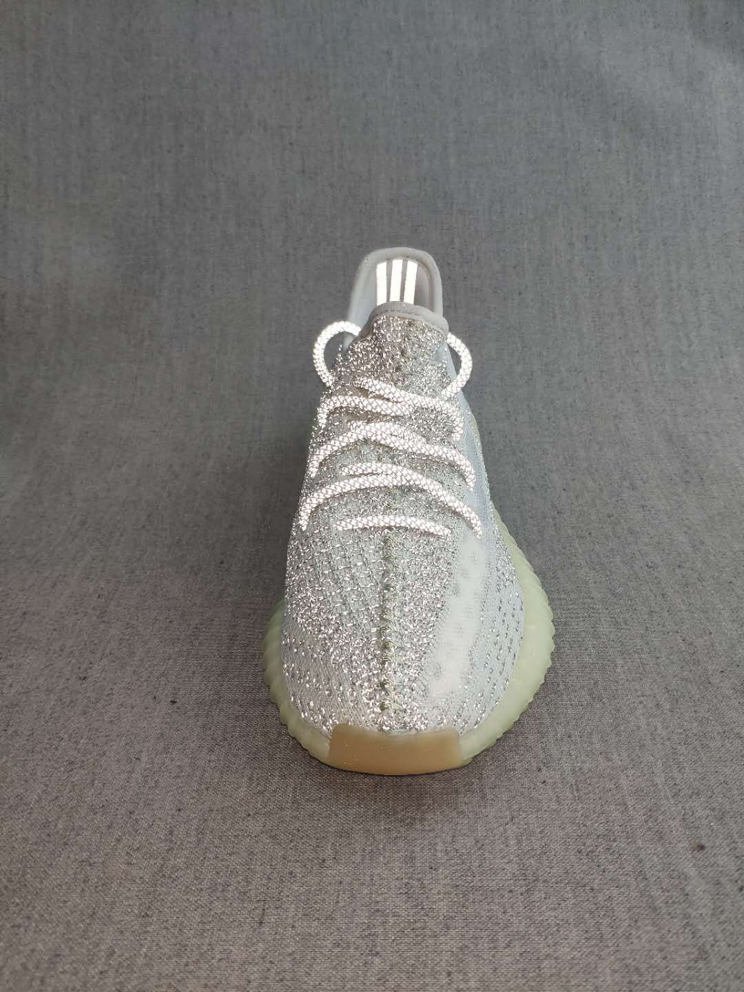 Gray and Cream Adidas Yeezy Boost 350 V2 Knit Sneakers - product image from the listing.