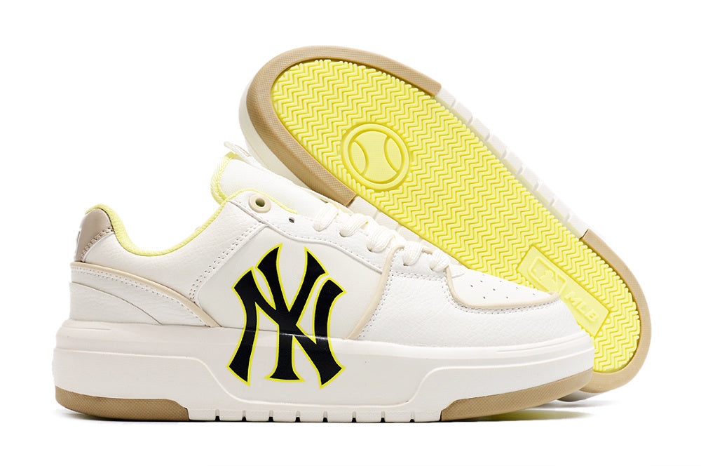 MLB Chunky Low-Top Sneakers in White and Neon in Yellow - product image from the listing.