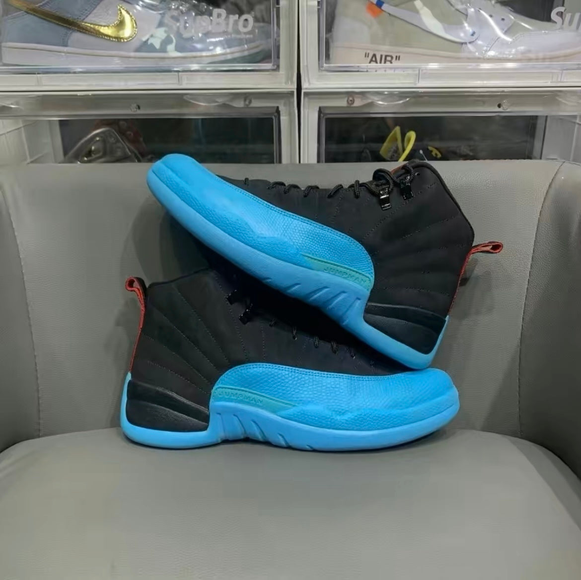 Air Jordan 12 Retro Gamma High-Top Sneakers in Blue 130690-027 - product image from the listing.