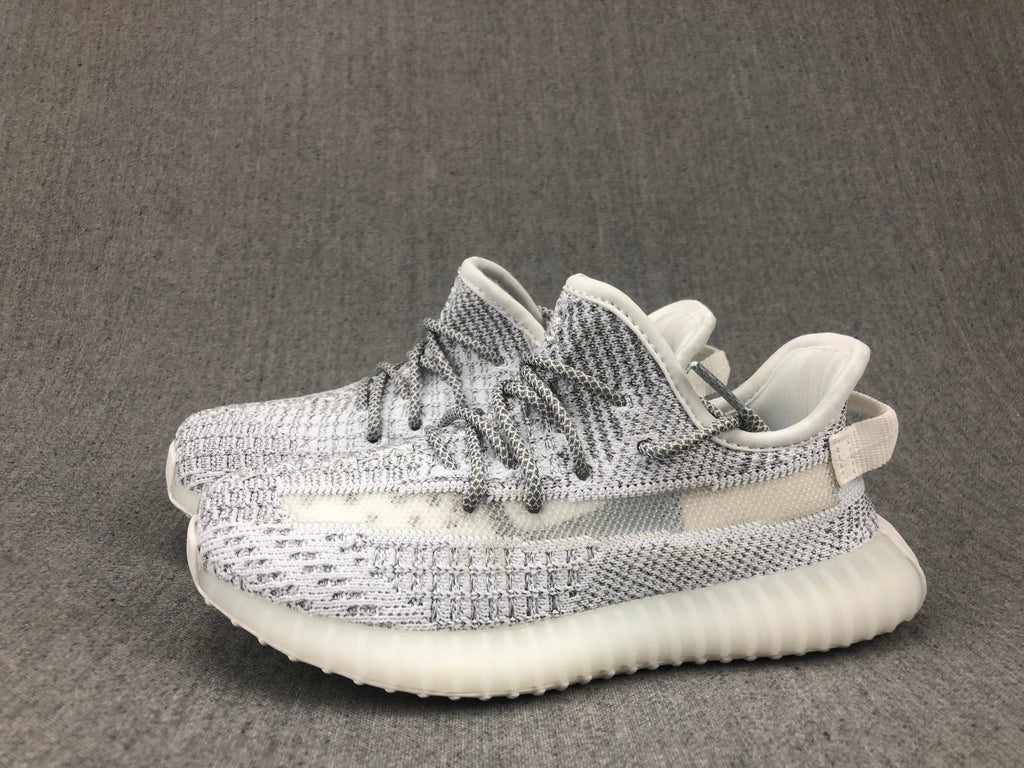 White and Gray Yeezy 350 V2 Kids Sneakers - product image from the listing.