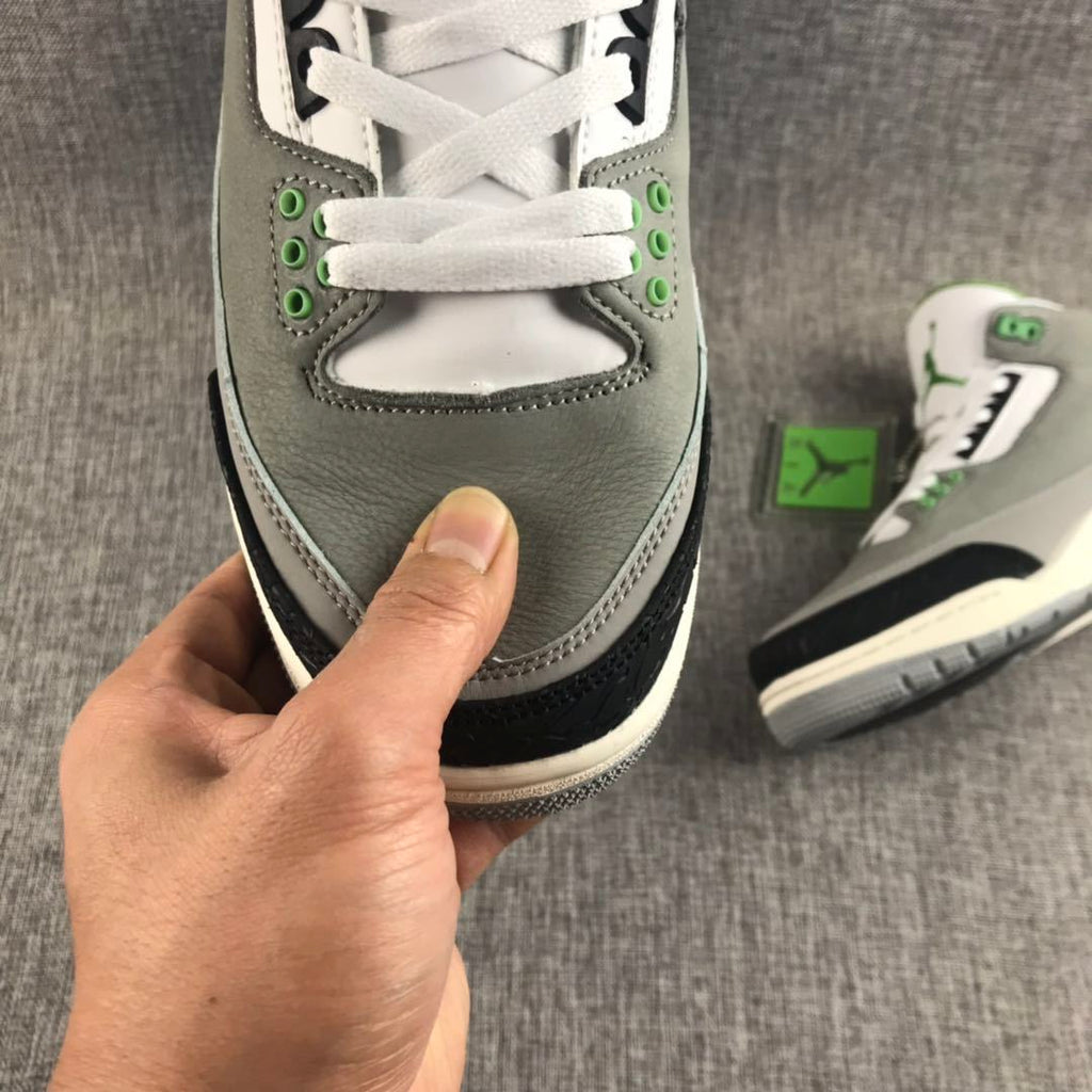 Air Jordan 3 Grey Green Sneakers 136064-006 - product image from the listing.