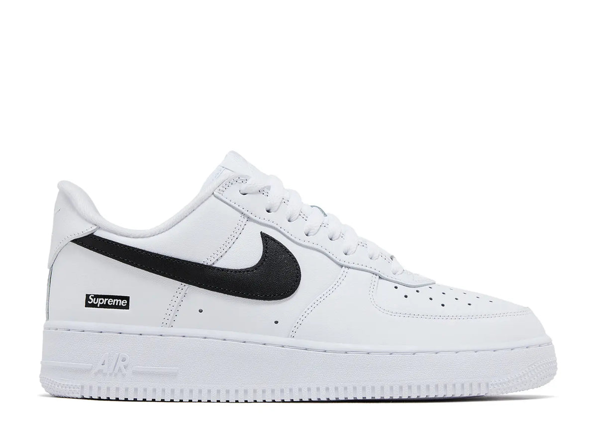 White Black Swoosh Supreme Air Force - product image from the listing.