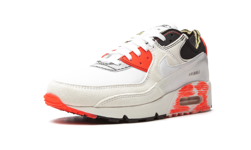 "Archetype - Bright Crimson" Air Max 90 DC7856 100 - product image from the listing.