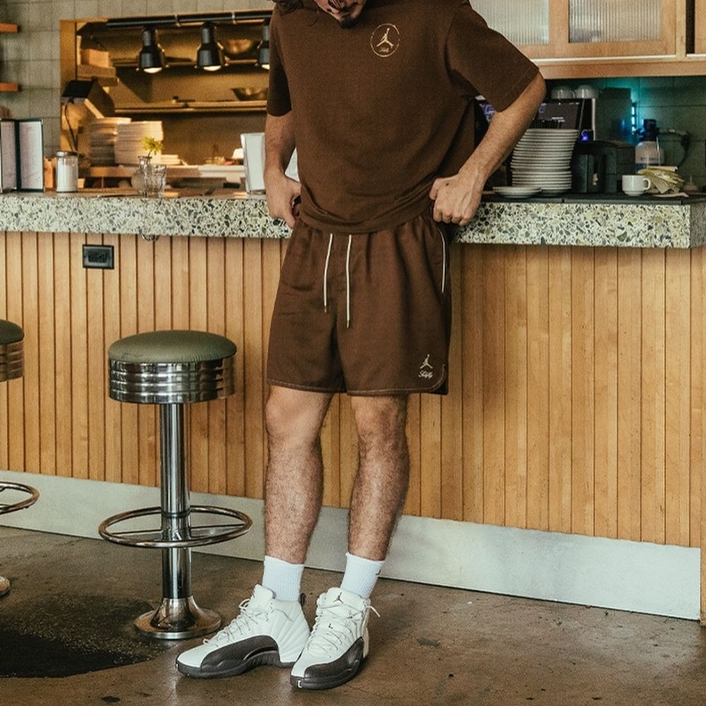 Air Jordan 12 x SoleFly Cafecito Baroque in Brown White - product image from the listing.