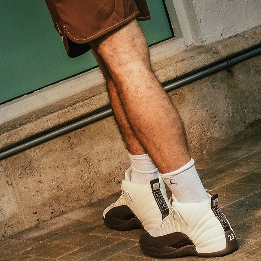 Air Jordan 12 x SoleFly Cafecito Baroque in Brown White - product image from the listing.