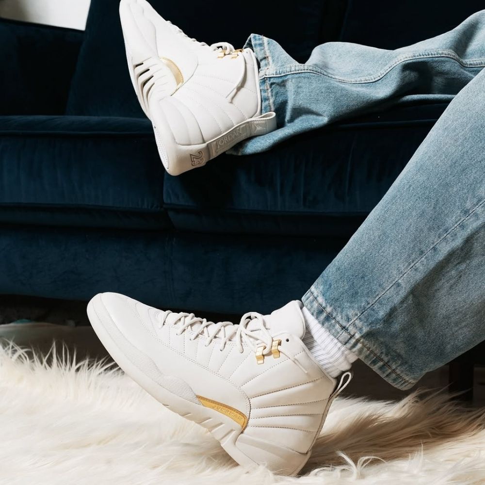 Air Jordan 12 Retro in Phantom Metallic Gold White - product image from the listing.