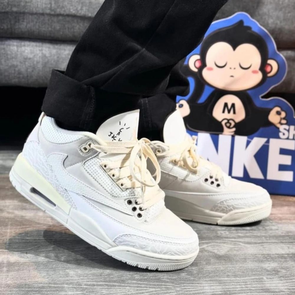 Air Jordan 3 X Travis Scott in White Sail - product image from the listing.