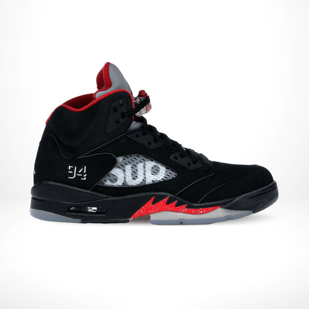 Air Jordan 5 Retro Supreme in Black Red - product image from the listing.