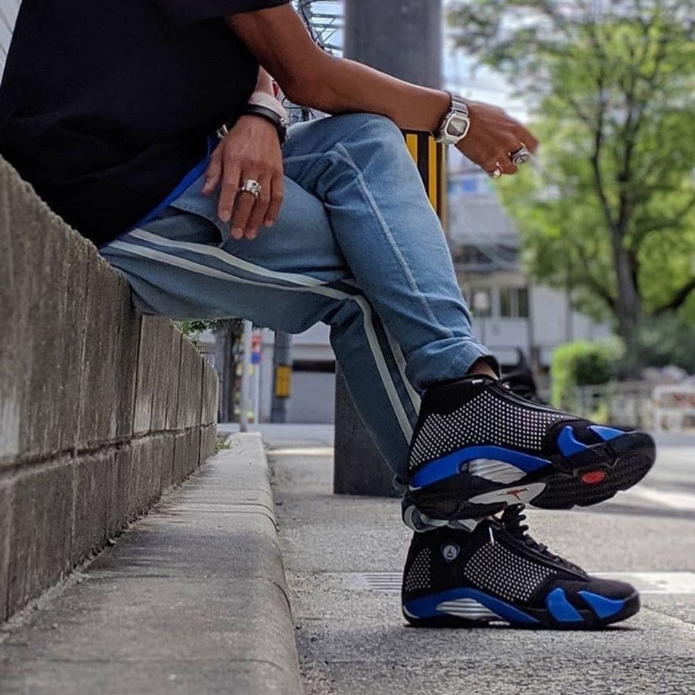 Air Jordan 14 Retro X Supreme in Black Blue - product image from the listing.