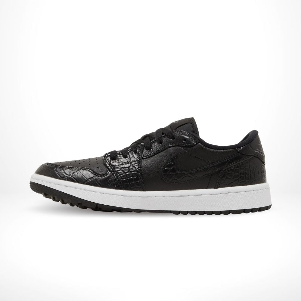 Air Jordan 1 Low Golf Black Crocodile in White - product image from the listing.