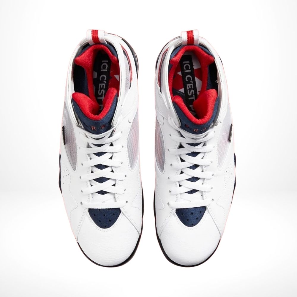 Air Jordan 7 Retro Paris Saint-Germain White College in Navy - product image from the listing.