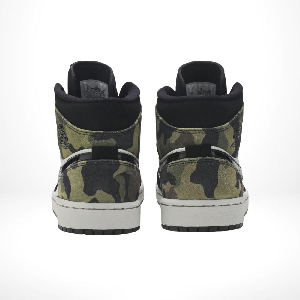 Air Jordan 1 Mid Camo in Khaki Green Brown - product image from the listing.