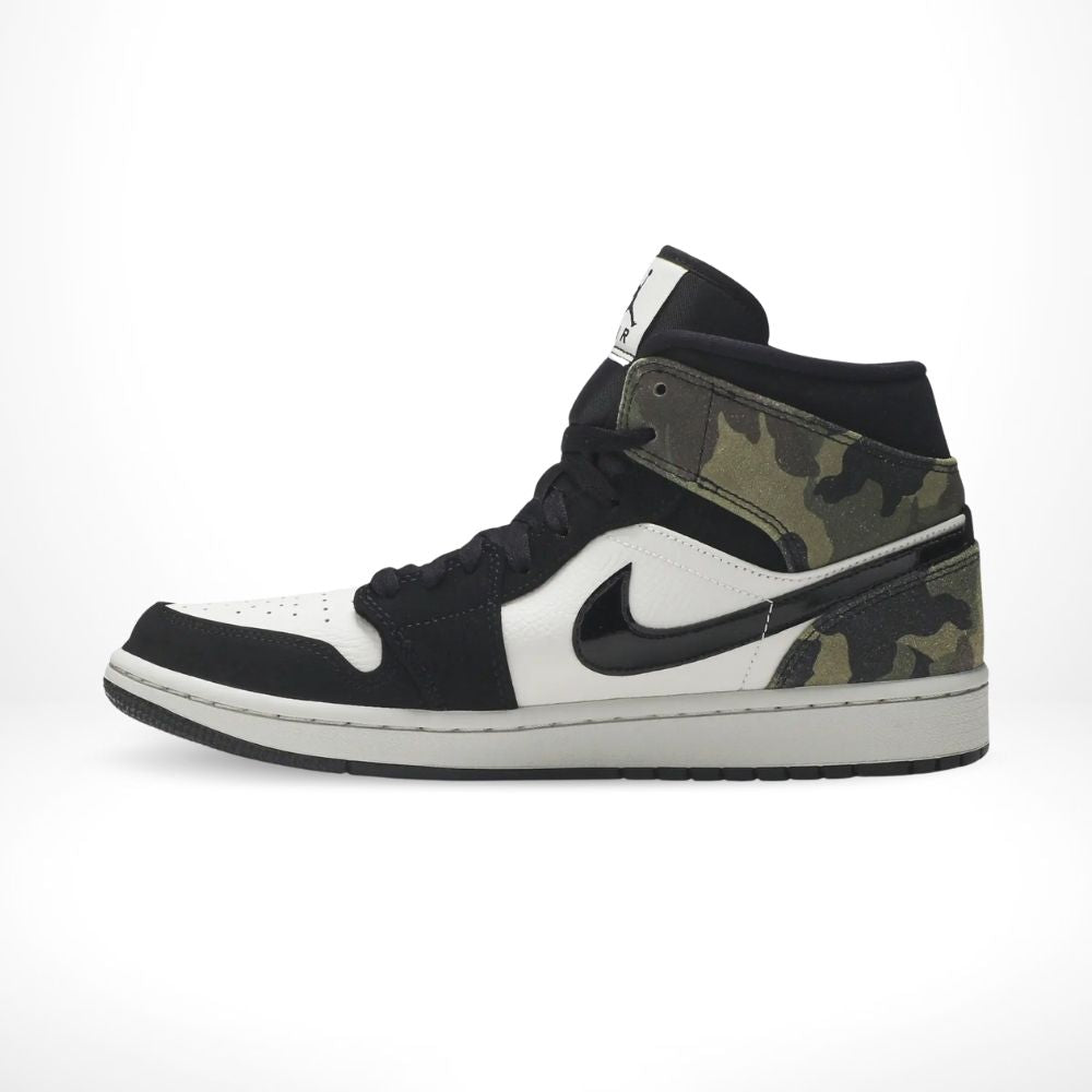 Air Jordan 1 Mid Camo in Khaki Green Brown - product image from the listing.